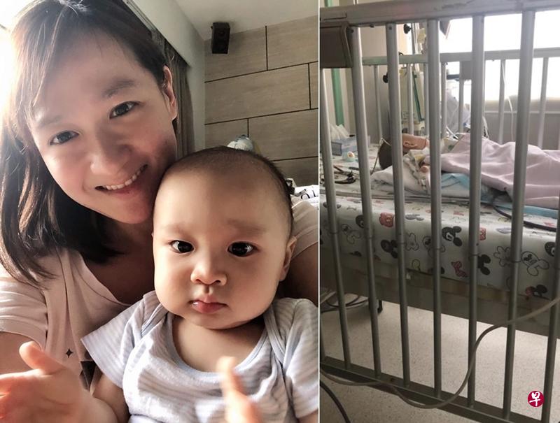 萧佩玲的儿子日前患上肠套叠，在医院动手术后康复。（取自面书）