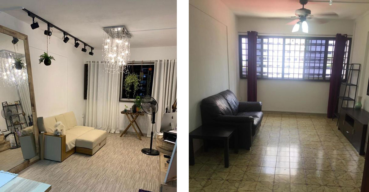 女租客花钱整修房子的对比照片，左图为装修后。（受访者提供）