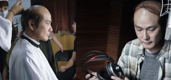 張信哲為電影喬裝頭禿頭造型。