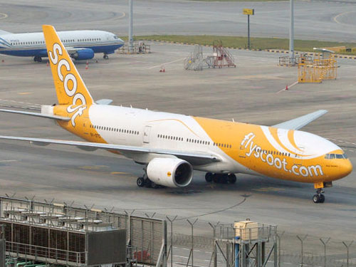 由新加坡飛往台北的一架酷航航班，在降落前突然發生故障。（檔案照）