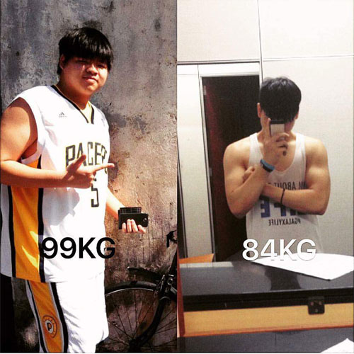 死者黃宗錦健身前（左）和健身後的身型，共減去15公斤。