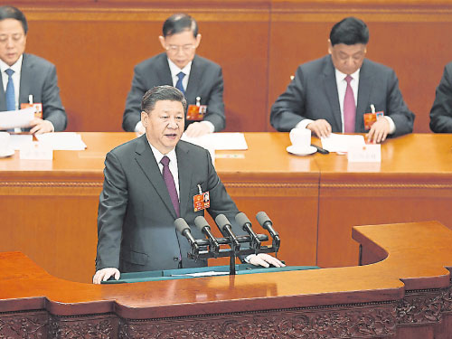  中國國家主席習近平周二在兩會閉幕式上，發表講話。（法新社）