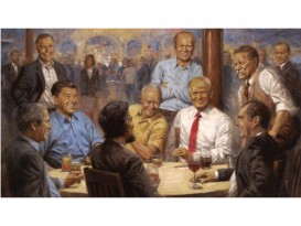 与共和党前总统谈笑风生 特朗普油画惹议