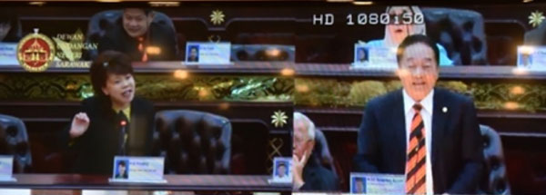 　杨薇讳（左）与提动议对付她的黄顺舸（右）在砂议会唇枪舌剑视频镜头。