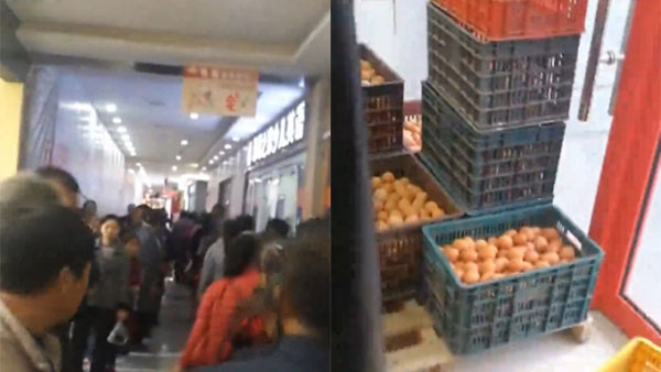 超市准备了150公斤鸡蛋免费发送给民众，吸引大批老人排队。