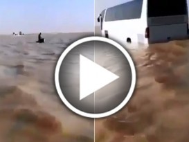 沙地连日暴雨酿洪灾 35人死 沙漠变海洋