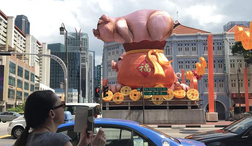 有公众称猪装饰放在福袋上，酷似“炖猪”。