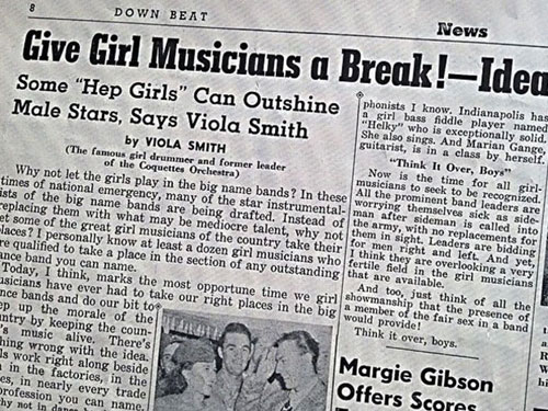 1941年12月，维奥拉在《Down Beat Magazine》杂志发表一篇题为《Give Girl Musicians a Break!》的文章。