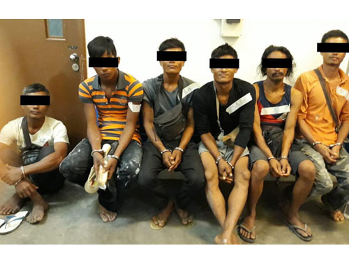 6名缅甸男子在蔡厝港坟场被捕。（移民与关卡局提供）