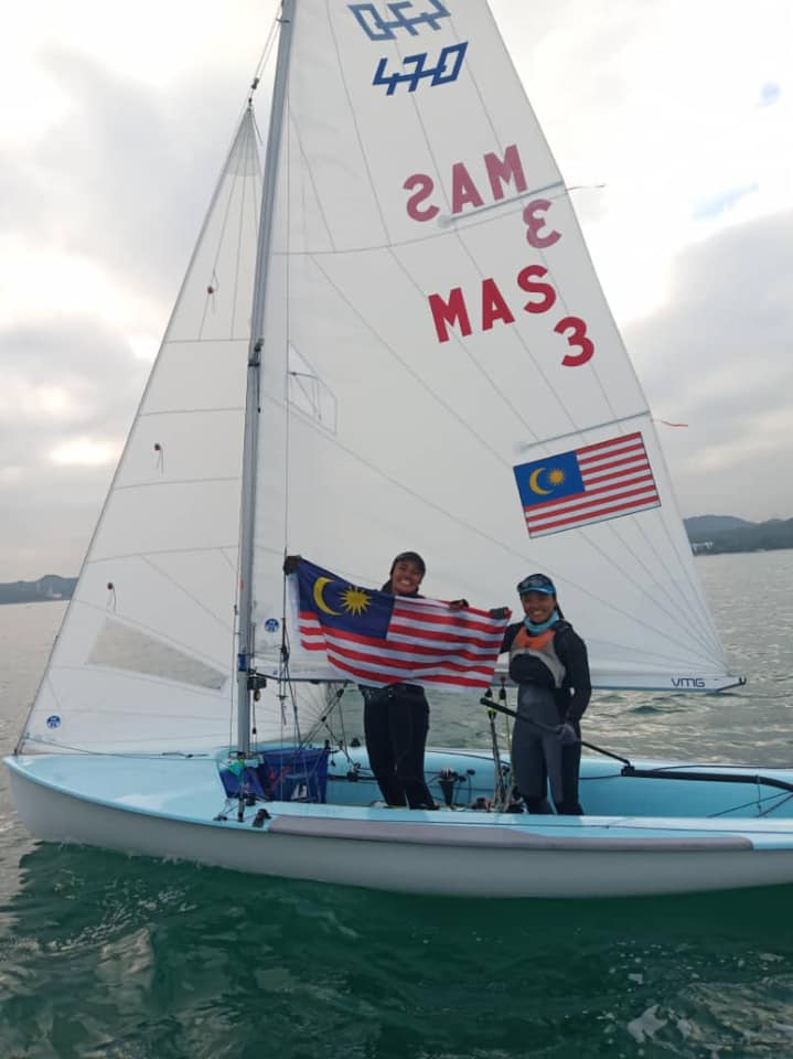大马470级双人帆船组合成功摘下一席奥运资格。 （摘自大马MSN面子书）