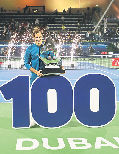 费特勒加入网球界百个冠军俱乐部，可喜可贺。（法新社）