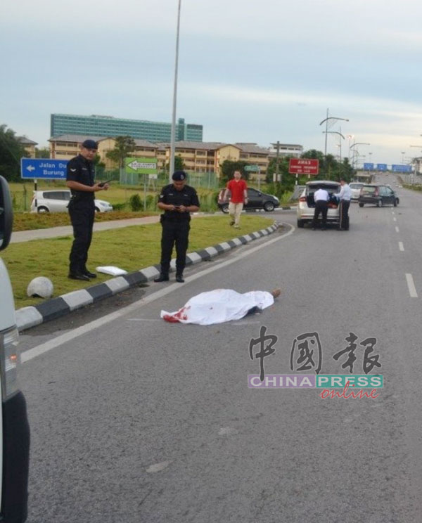 华裔派报员遭轿车撞后逃，当场毙命。