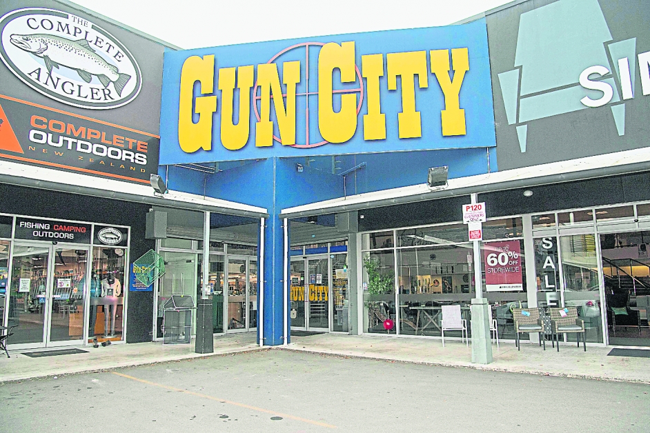 纽西兰基督城的枪城商店外观。（法新社）