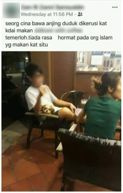 男子带宠物狗到连锁餐厅，还将宠物狗放在椅子上“同坐”。