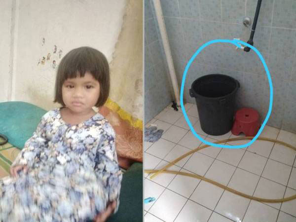3岁童被发现倒栽在浴室水桶内溺毙。