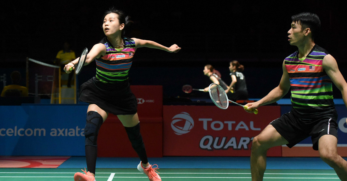 陈炳顺（右）与吴柳莹涉险挺进2019年亚洲羽球锦标赛混双16强。（档案照）