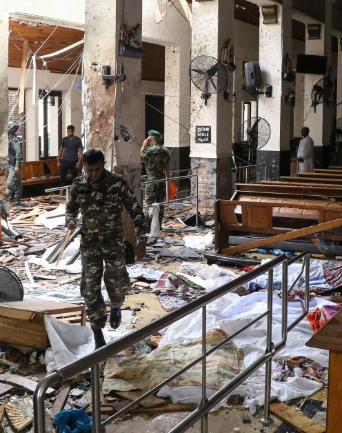 科伦坡圣安东尼教堂爆炸现场。