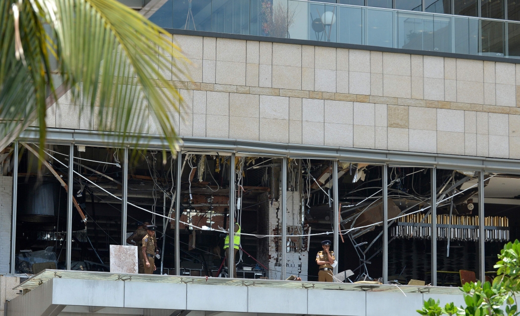 科伦坡香格里拉酒店爆炸后的场景。