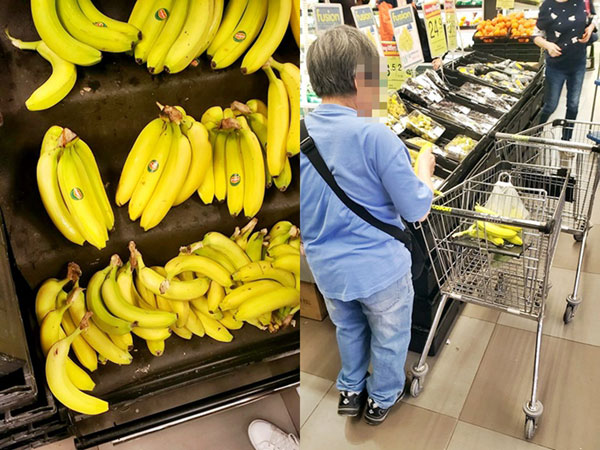 师奶这样挑香蕉买香蕉的方式，引发网民的公愤。