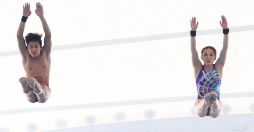 ◤伦敦跳水世界系列◢ 跳台混合双人赛 敏仪纳兹罗吊尾车