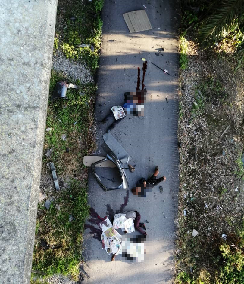 其中3名缅甸外劳惨遭抛出车外，跌下20尺天桥底下惨死。