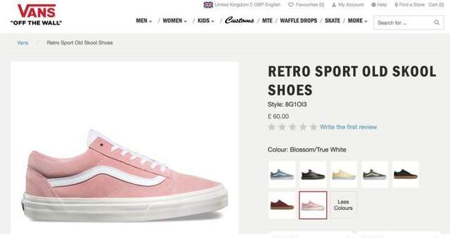 有网民们找了这双鞋子的出处品牌,是Vans的鞋款。官网上的照片是粉白色款。