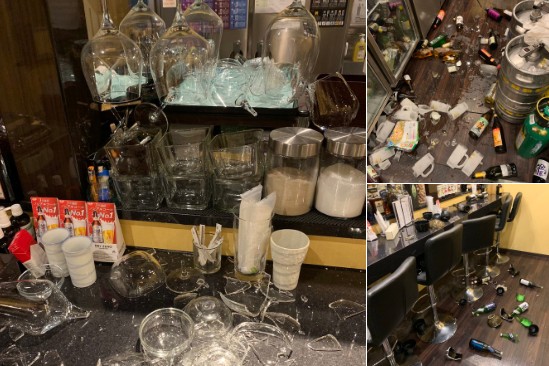 山形县一家餐厅盘碗，被地震震碎。