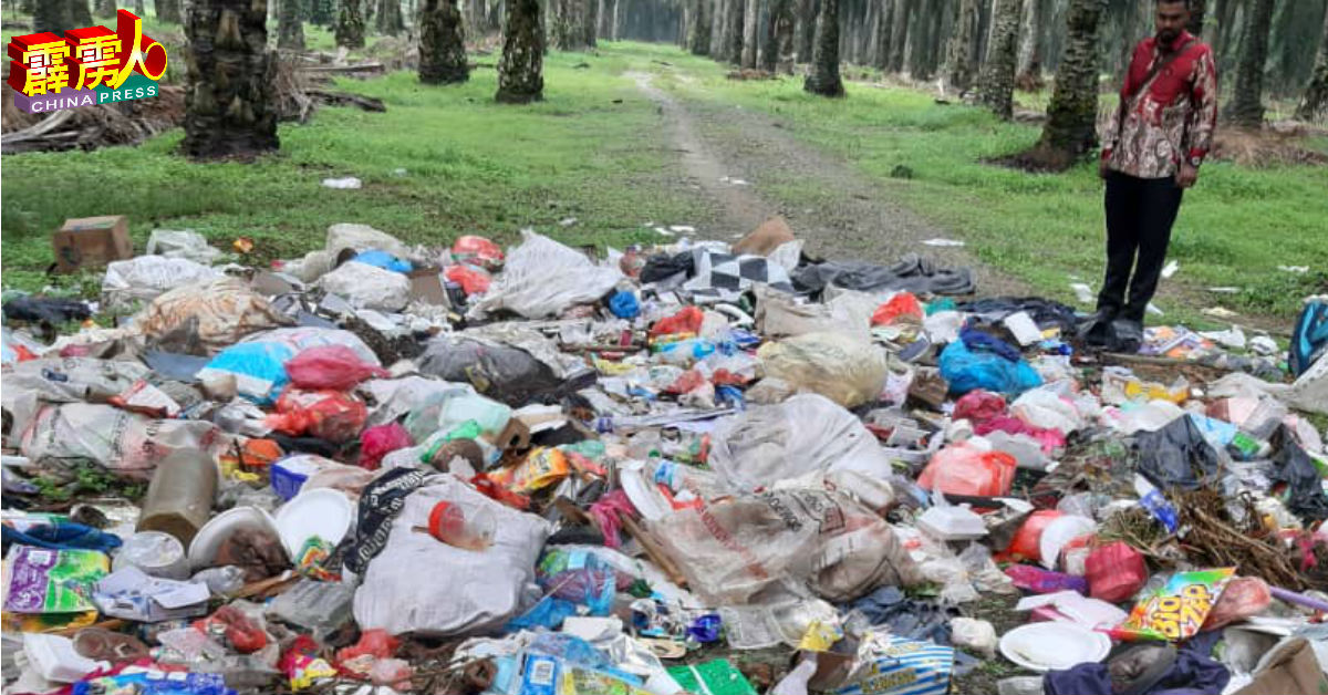 油棕园内的非法垃圾堆引发当地整洁及卫生问题。