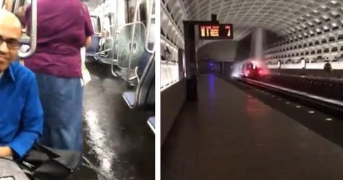 水淹华盛顿特区 地铁水濂洞　乘客泡水中
