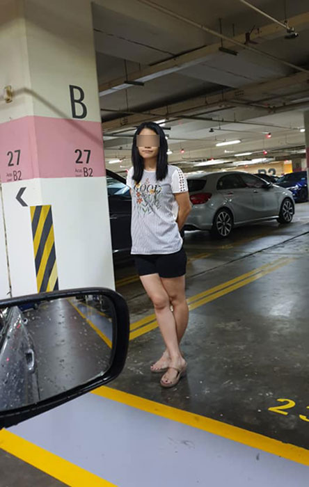 女子以肉身霸占停车位。（取自Fidonendo Dido面子书）