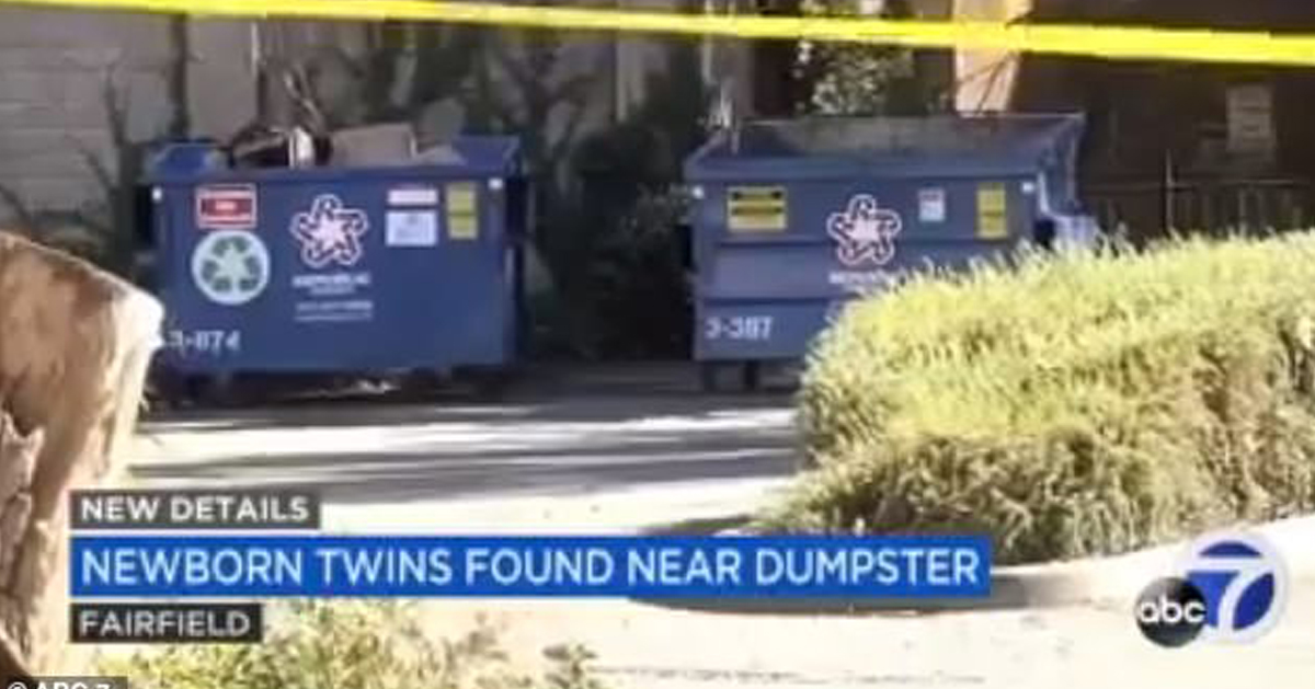 警方是在美国费尔菲尔德皮特曼路垃圾槽附近发现双胞胎。