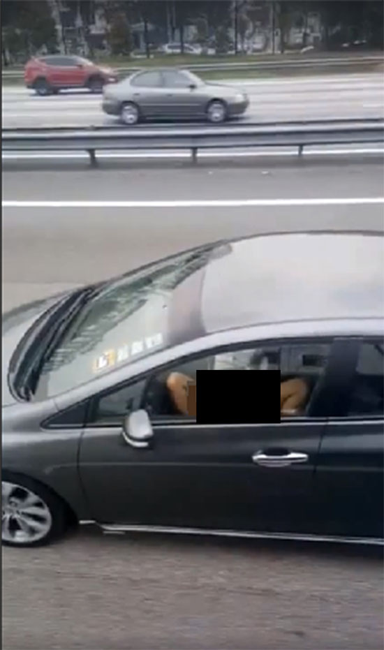 女子在车上自慰，被路过的司机拍下。