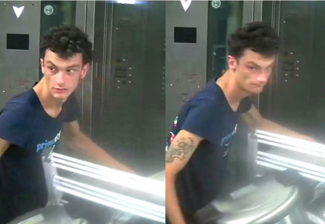 警方公布在地铁站放置两个空电锅的白人男子照片。