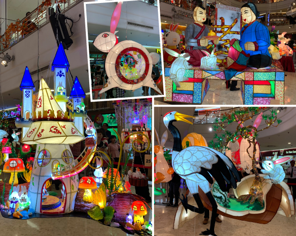 “创意灯笼制作竞赛”灯笼比赛参赛者们以“玉兔”为题制作中秋灯笼。