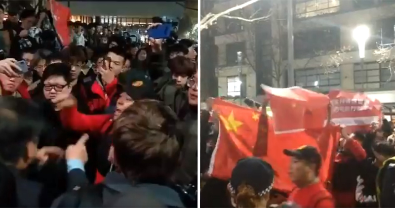 大批民众于州立图书馆外声援香港示威者，其后一群支持中国的示威者到场，高举五星红旗，双方一度指骂及爆发冲突。