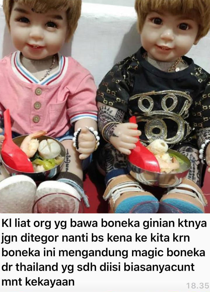 民众在WhatsApp上传娃娃神照片，提醒众人供养之前需三思。
