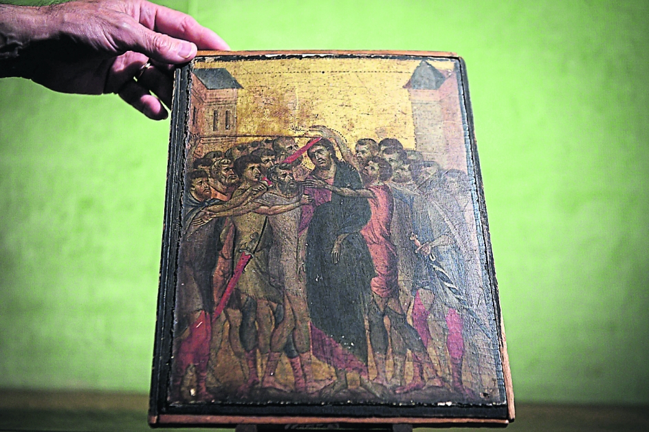 文艺复兴大师契马布埃的画作“受嘲弄的基督”。（法新社）
