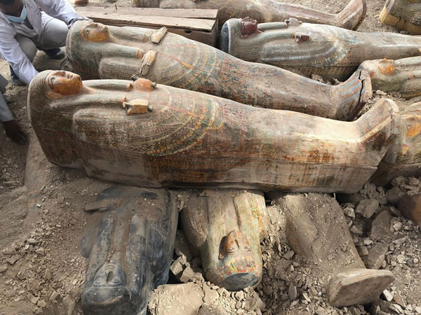 这些古埃及木棺保存非常良好。（美联社）