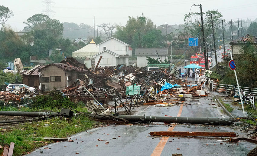 海贝思挟带的强风已毁损千叶县市原市多栋民宅，整栋房子破坏不堪。