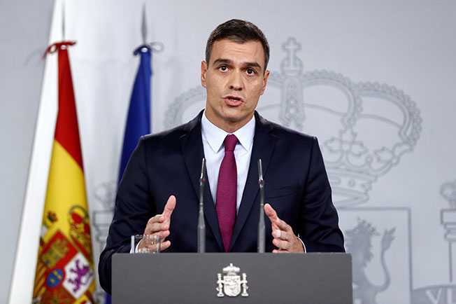西班牙首相桑切斯指出，政府对加泰发生的暴力行为决不姑息。（欧新社）