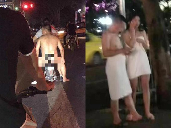 有女子只围着浴巾就逃到大街上，更有男子全裸乘摩哆逃命。