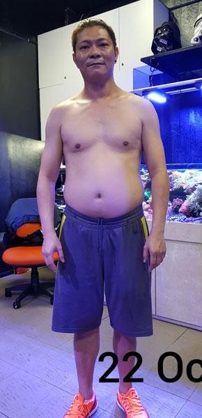 林国文减肥前体重约82公斤，一年后瘦下近20公斤。（受访者提供） 