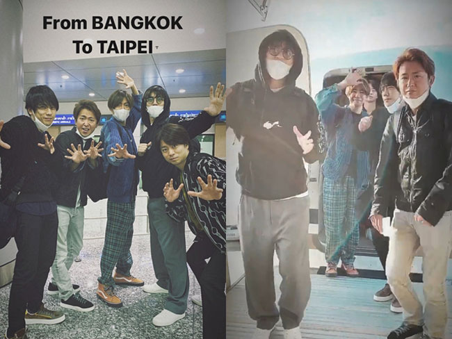“岚”（左图）11日凌晨从泰国出发，右图为抵达台北松山机场时拍摄。（图:IG）