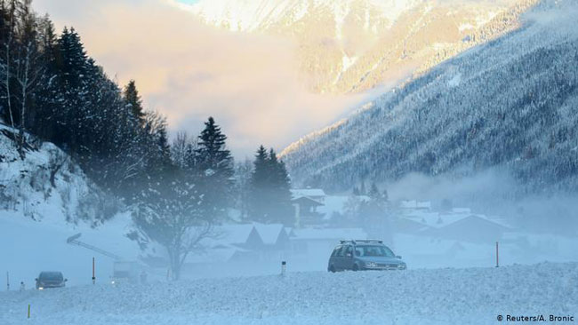 奥地利部分地区冰天雪地