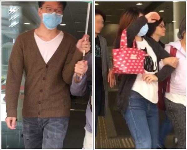 邝耀文（左）和陈海云获准保释外出候讯。