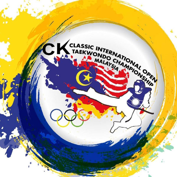 CK经典国际跆拳道锦标赛宣传海报，以5角星辉煌条纹做为背景。