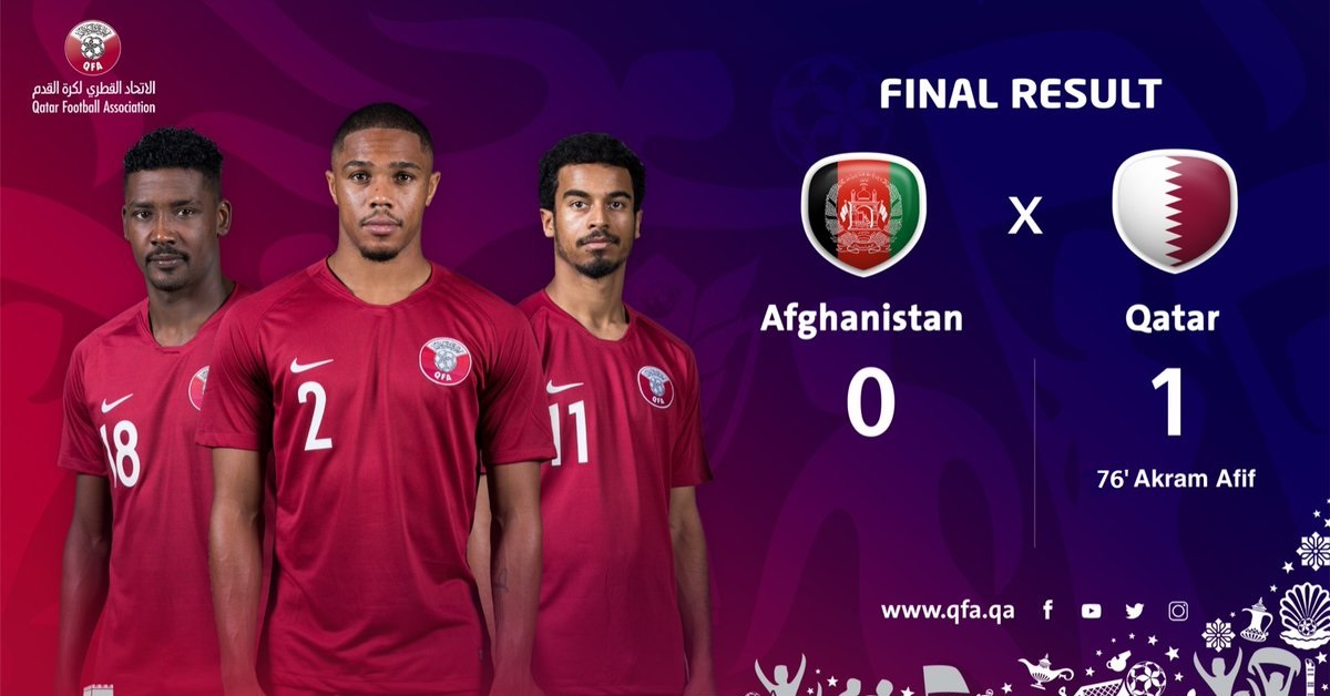 卡塔尔以1比0小胜顽强的阿富汗。（卡塔尔足总推特）