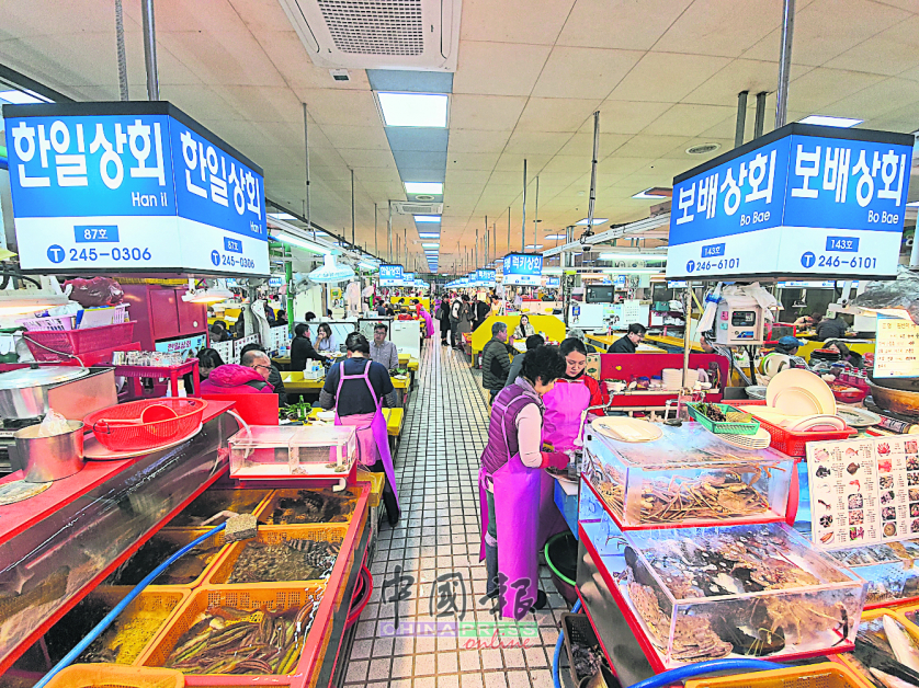 无论白天或夜晚，渔市场都充分展现出釜山在地人的精彩生命力。