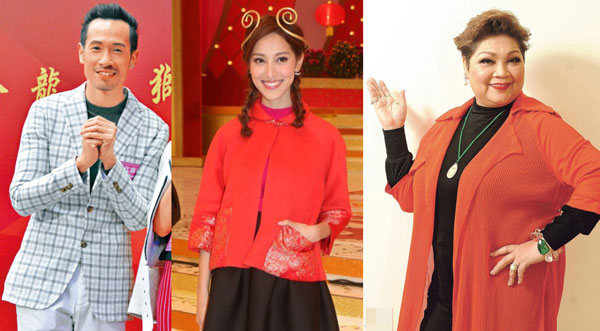 香港艺人陈豪、陈凯琳和肥妈将来马与粉丝拜早年。