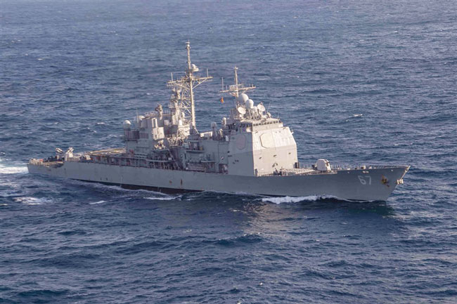 美国海军导弹巡洋舰希罗号，去年11月12日曾驶经台。